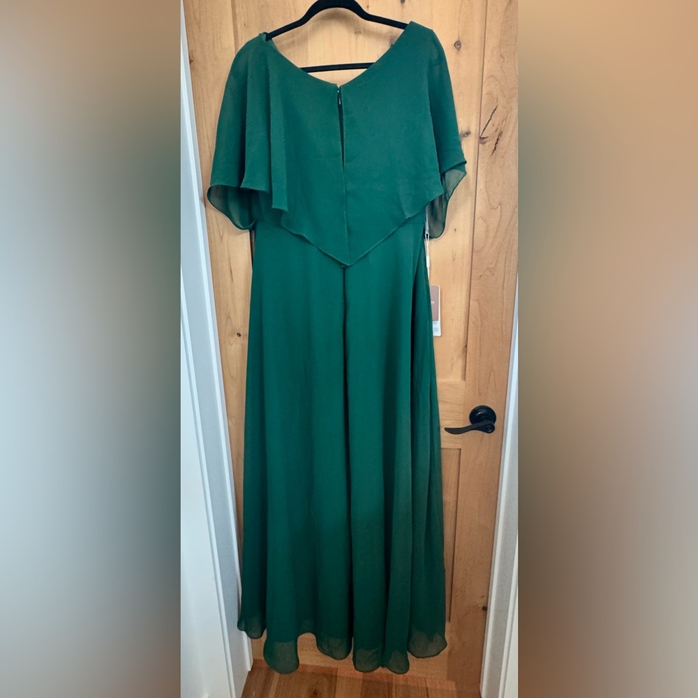 Green Flutter Sleeve Maxi Gown for Weddings